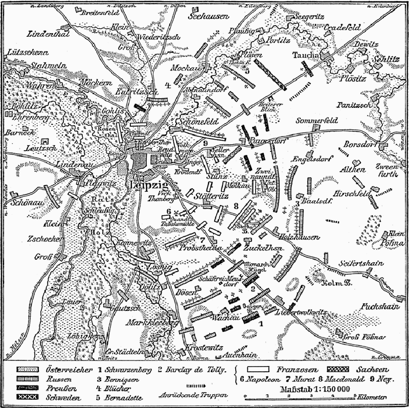 Karte Leipzig - 18.19.1813