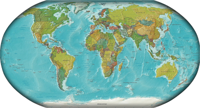 Geographisch-politische Weltkarte um 2005