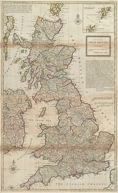 Karte des Königreichs von England, Wales & Schottland