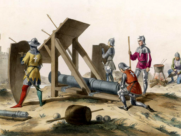 Artilleristen mit Pavese